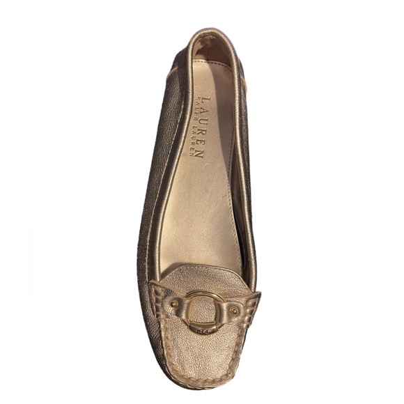 LAUREN RALPH LAUREN Cadence Gold Driving Moccasin Loafers Size 8.5 - Picture 2 of 9